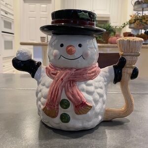Fitz and Floyd Omnibus Snowman Hand Painted Cookie Jar Vintage